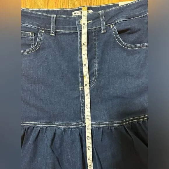 Free People We The Free Jordan Maxi Skirt Denim High Rise‎ Stretch Dark Wash 0&6 - Picture 9 of 9